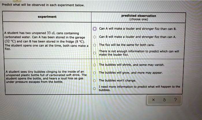 SOLVED: Predict What WIII Be Observed Each Experiment Below Experiment ...