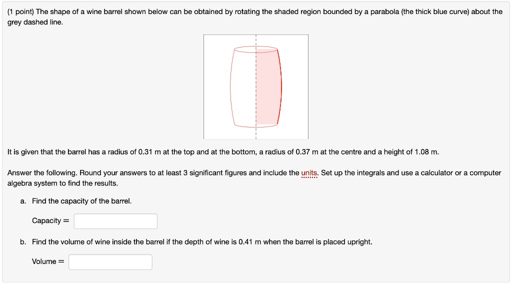 SOLVEDpoint) The shape of wine barrel shown below can be obtained by