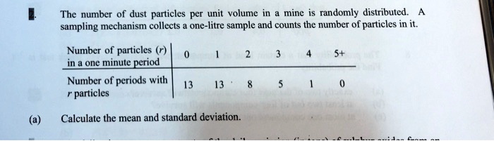 The number of dust particles per unit volume in a mine is randomly ...