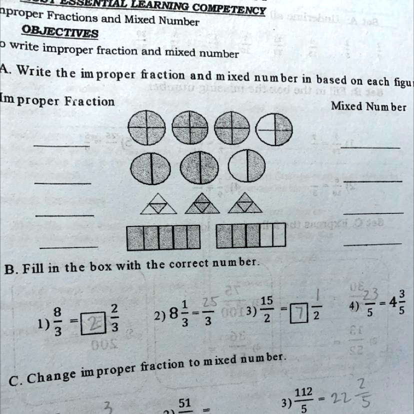 Solved Write The Improper Fraction And Mixed Number Based On Each Solved Write The Improper Fraction And Mixed Number Based On Each