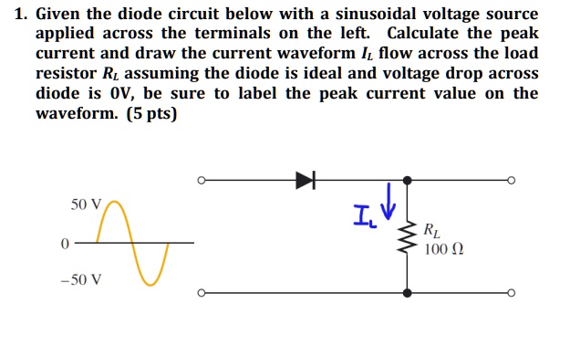 given the diode circuit below with a sinusoidal voltage source applied ...