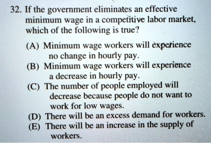 If the government eliminates an effective minimum wage in a competitive ...
