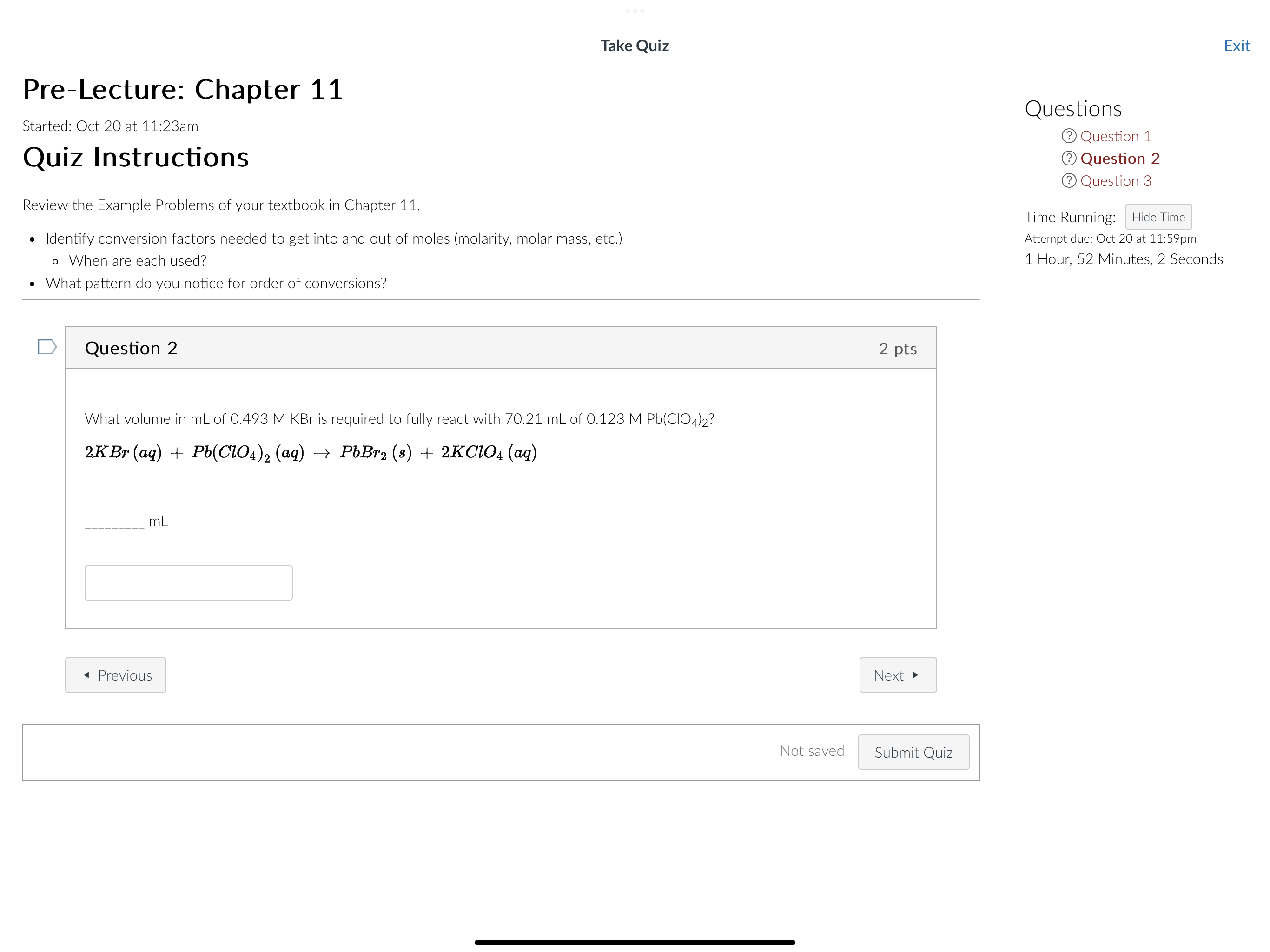 SOLVED Take Quiz Exit Pre Lecture Chapter 11 Started Oct 20 At 11 solved-take-quiz-exit-pre-lecture-chapter-11-started-oct-20-at-11