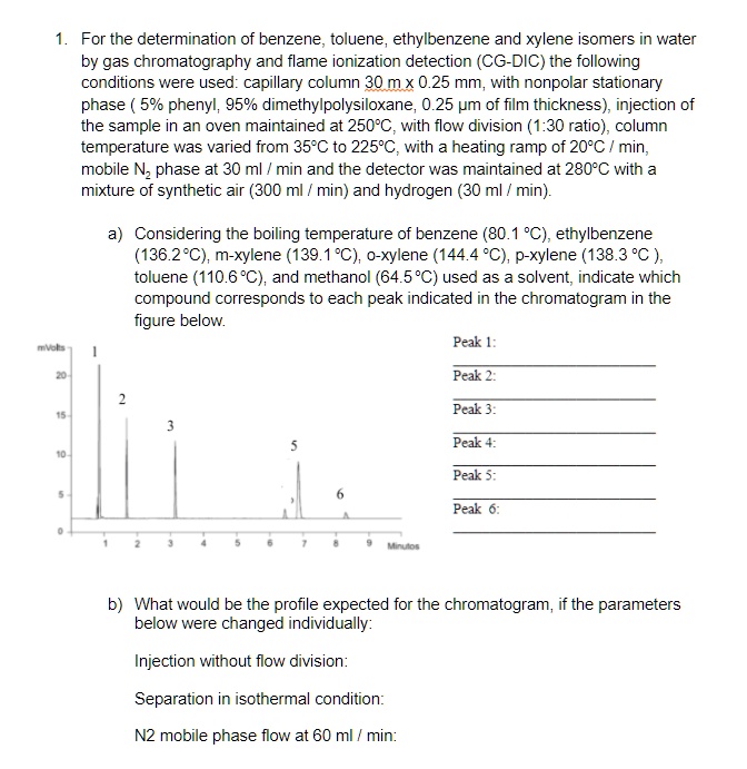 SOLVED: For the determination of benzene tOluene ethylbenzene and ...