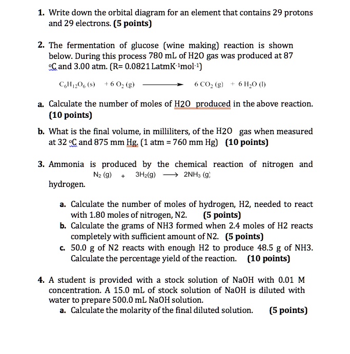 SOLVED: Write down the orbital diagram for an element that contains 29 ...