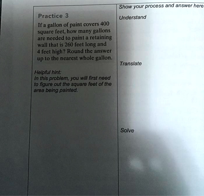 SOLVED Practice Understanding If a gallon of paint covers 400 square