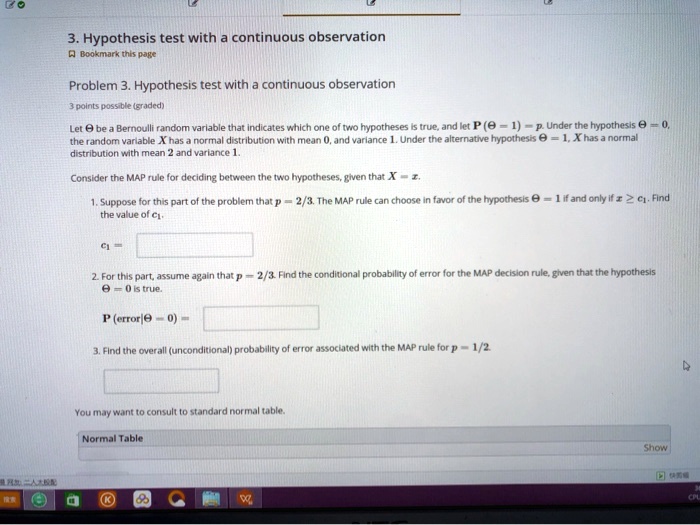 SOLVED Problem 3 Hypothesis test with continuous observation (30