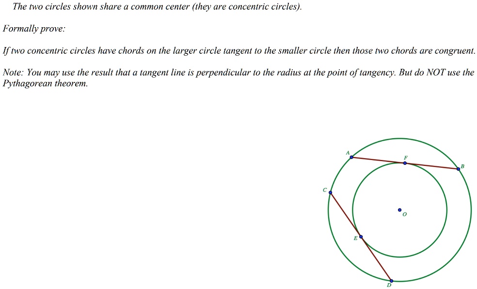 the two circles shown share a common center they are concentric circles ...