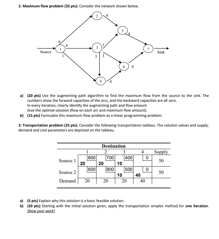 SOLVED: 2. Maximum Flow Problem (35 Pts): Consider The Network Shown ...