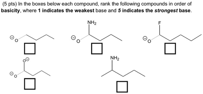 Solved 5 Pts In The Boxes Below Each Compound Rank The Following Compounds In Order Of