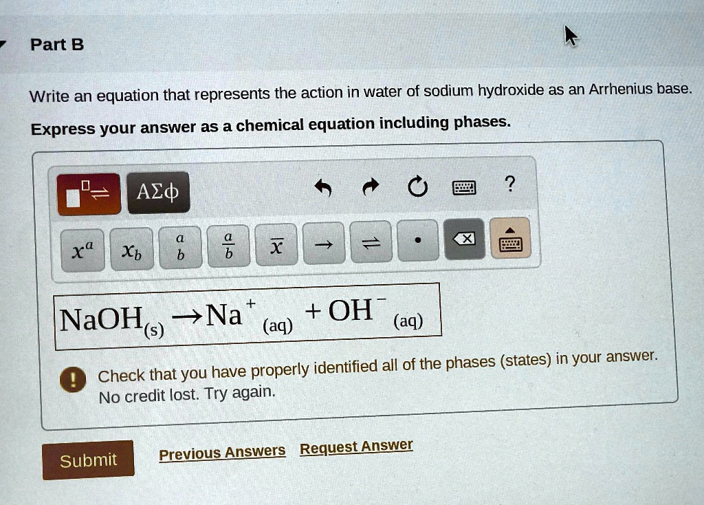 SOLVED: Write an equation that represents the action in water of sodium