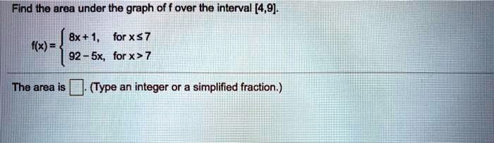SOLVED:IFind he area under the graph of f over the interval [4,9]. Bx ...