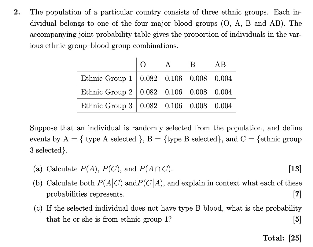 SOLVED: 2 . The Population Of A Particular Country Consists Of Three ...