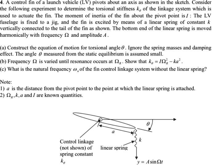Spring Launch Distance Equation 4. A control fin of a launch vehicle (LV) pivots about an axis as shown ...