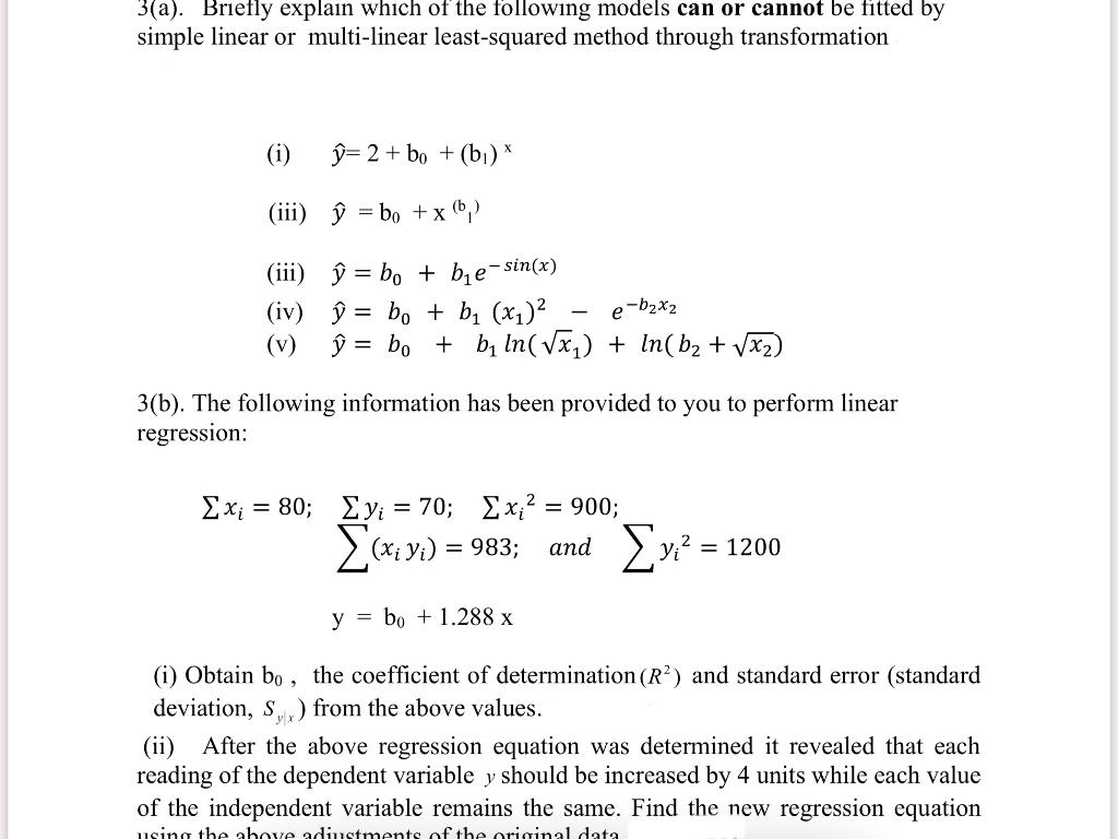 SOLVED: 5(a) - Briefly Explain Which Of The Following Models Can Or ...