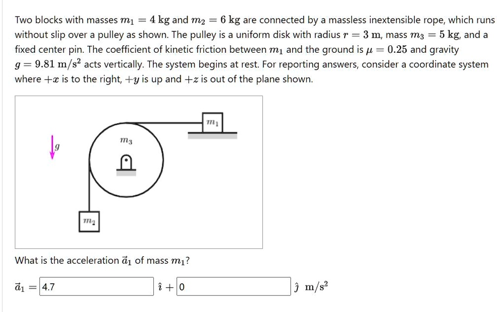 SOLVED:Two blocks with masses Tn1 4 kg and T2 6 kg are connected by a ...