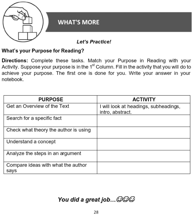 SOLVED "what's more WHAT'S MORE Let's Practicel What'your Purpose for