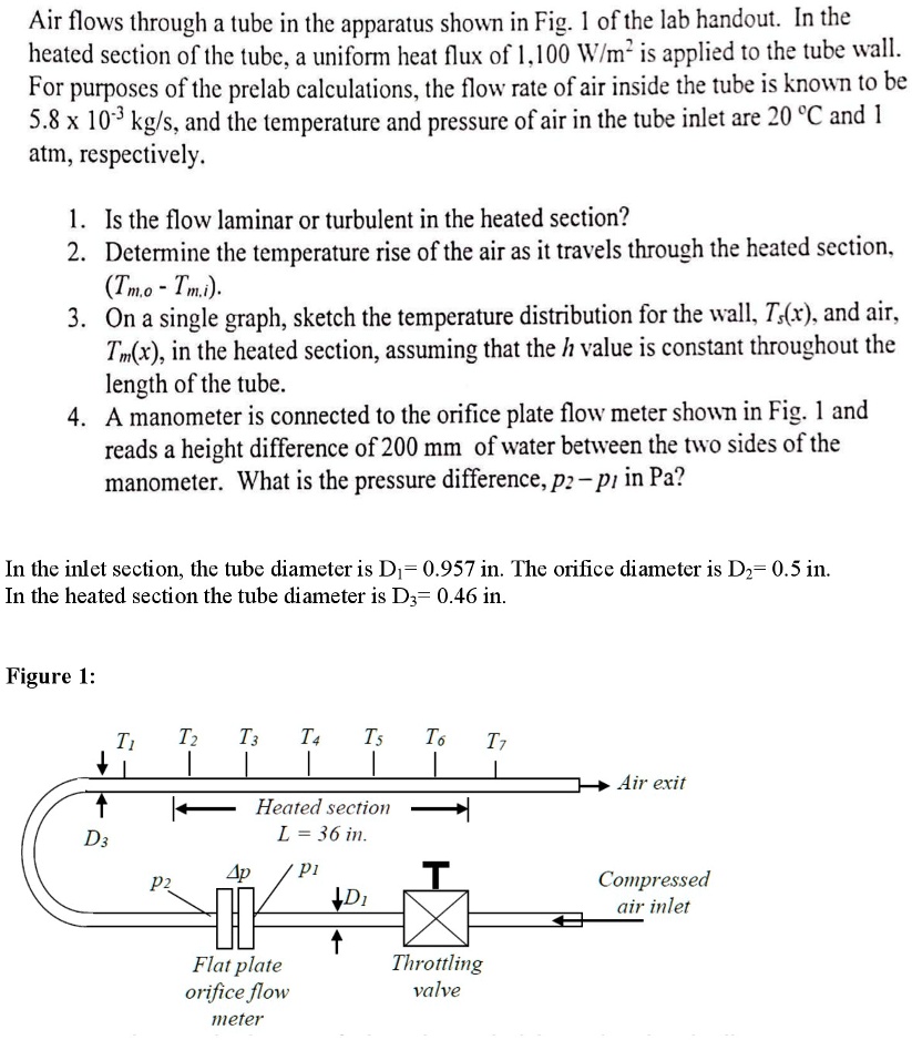 SOLVED: For purposes of the prelab calculations, the flow rate of air ...