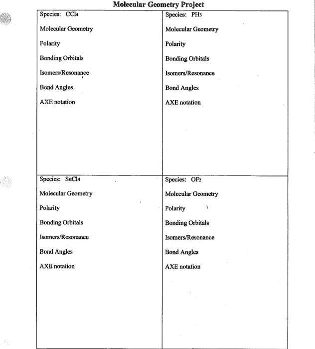 Solved: Molecular Geometry Project Specifics: Ph3 Species: Ccl 