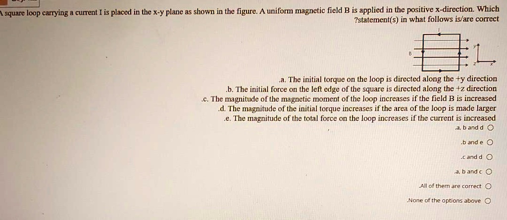 SOLVED:L square loop carrying curent [ is placed in the x-Y plane as ...