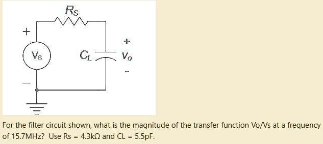 SOLVED: For the filter circuit shown, what is the magnitude of the ...