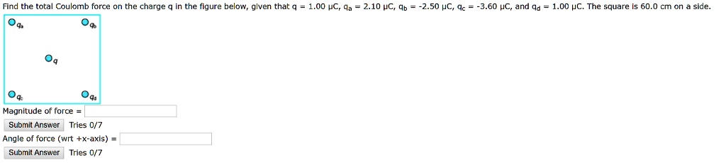 Find the total Coulomb force on the charge q in the figure below, given ...