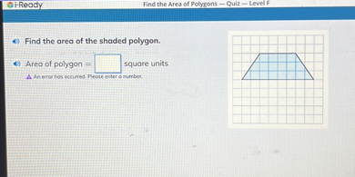 find the area of the shaded polygon area of polygon square units