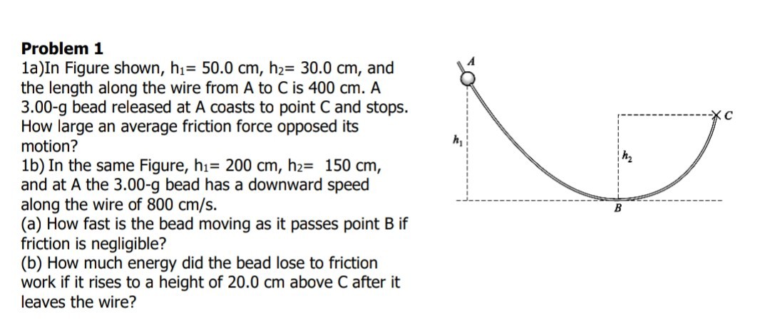 Problem 1 1a) In Figure shown, h1=50.0 cm, h2=30.0 cm, and the length ...