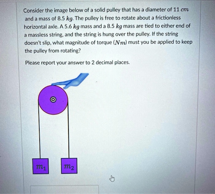 SOLVED Consider the image below of a solid pulley that has a diameter