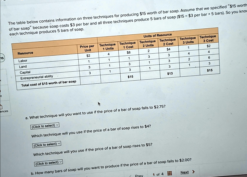 SOLVED The table below contains information on three techniques for