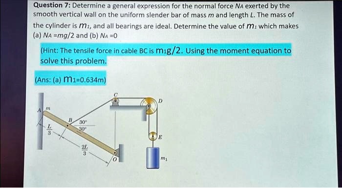 SOLVED: Question 7: Determine a general expression for the normal force ...