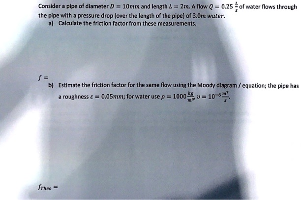 SOLVED: Consider a pipe of diameter D = 10 mm and length L = 2 m. A ...