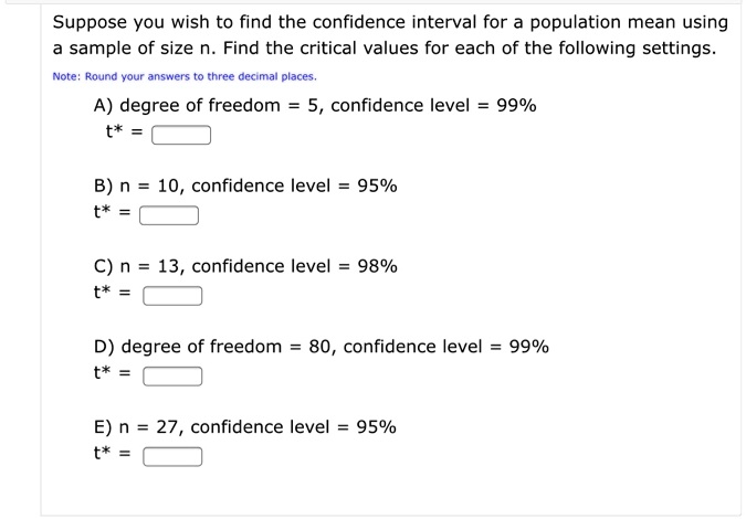 SOLVED:Suppose you wish to find the confidence interval for a ...
