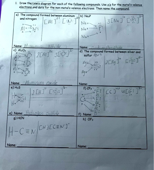 SOLVED: Draw the Lewis diagram for each of the following compounds. Use ...