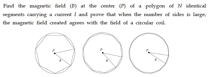 Find the magnetic field (B) at the center (P) of a polygon...