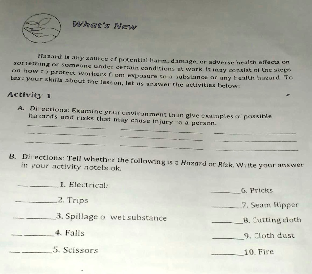 SOLVED Activity 1A. Directions Examine your environment, then give