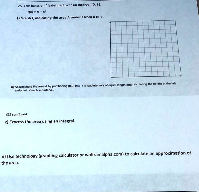 SOLVED 25. The function f is defined over an interval [0, 3]. f(x) = 9