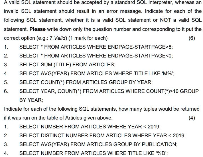 A valid SQL statement should be accepted by a standard SQL interpreter ...