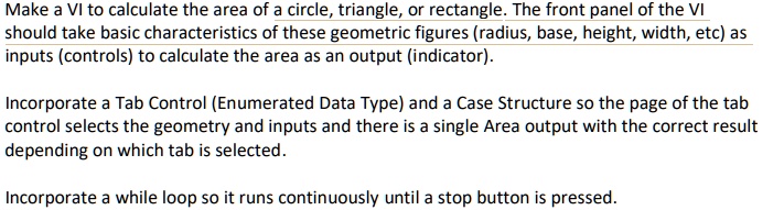 Please create a VI in LabVIEW as simple as possible. Make a VI to ...