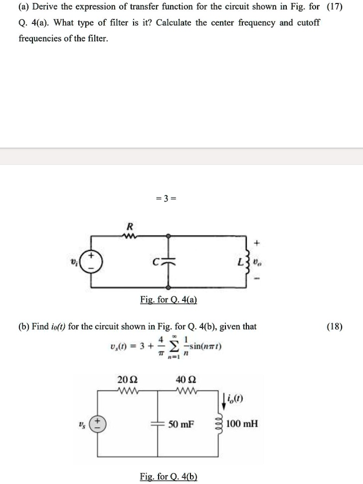 (a) Derive the expression of transfer function for the circuit shown in ...