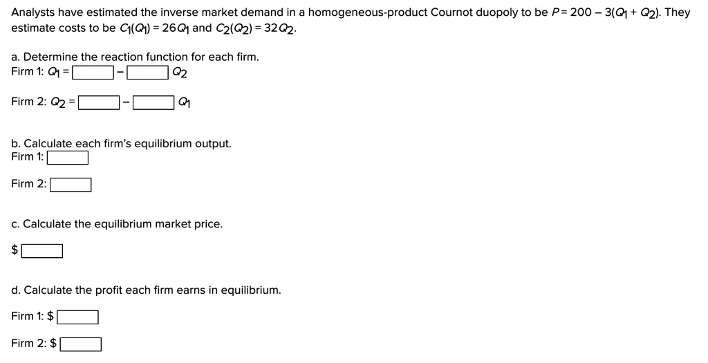 SOLVED Analysts have estimated the inverse market demand in a