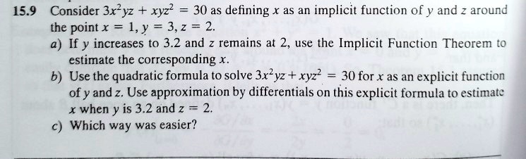 15 9 Consider 3x Yz Xyz 30 As Defining Xas An Impli Itprospt