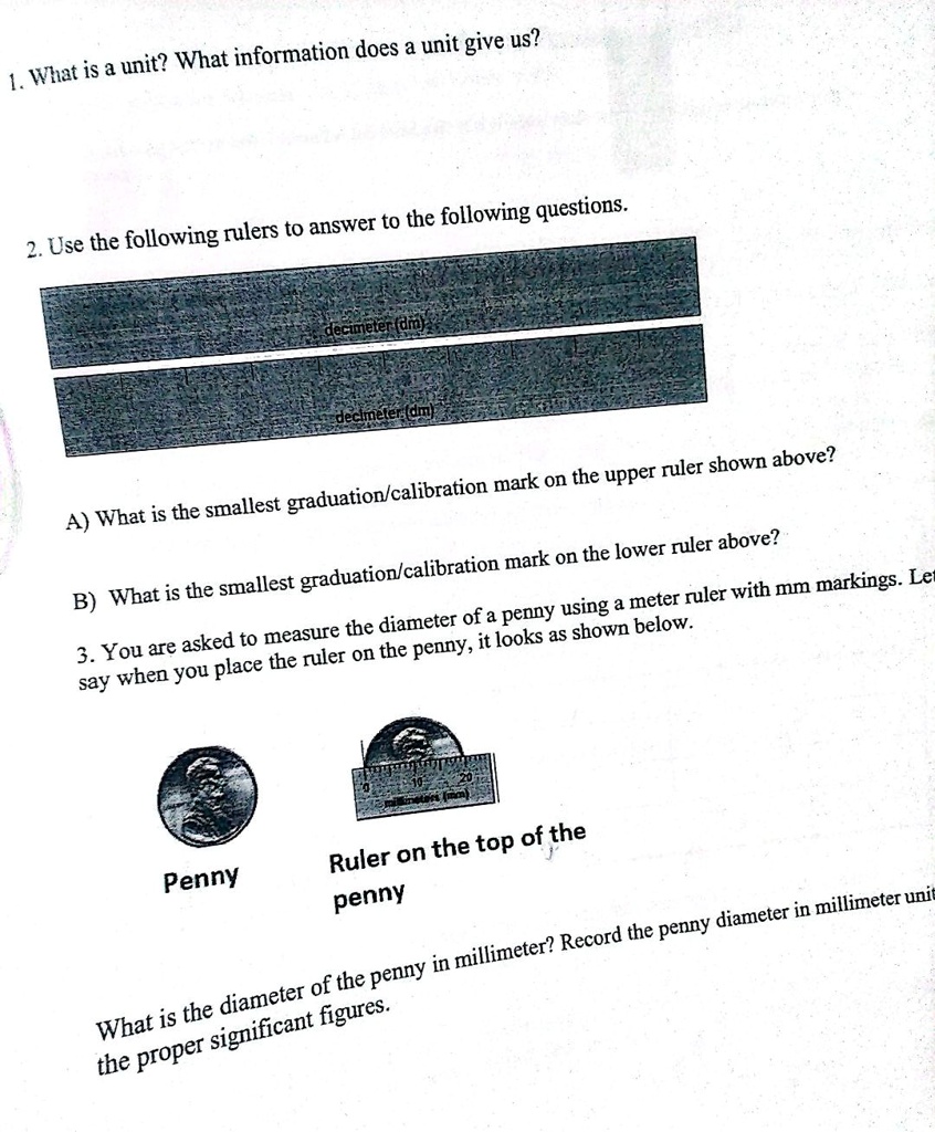 2. Use the following rulers to answer to the following questions A ...