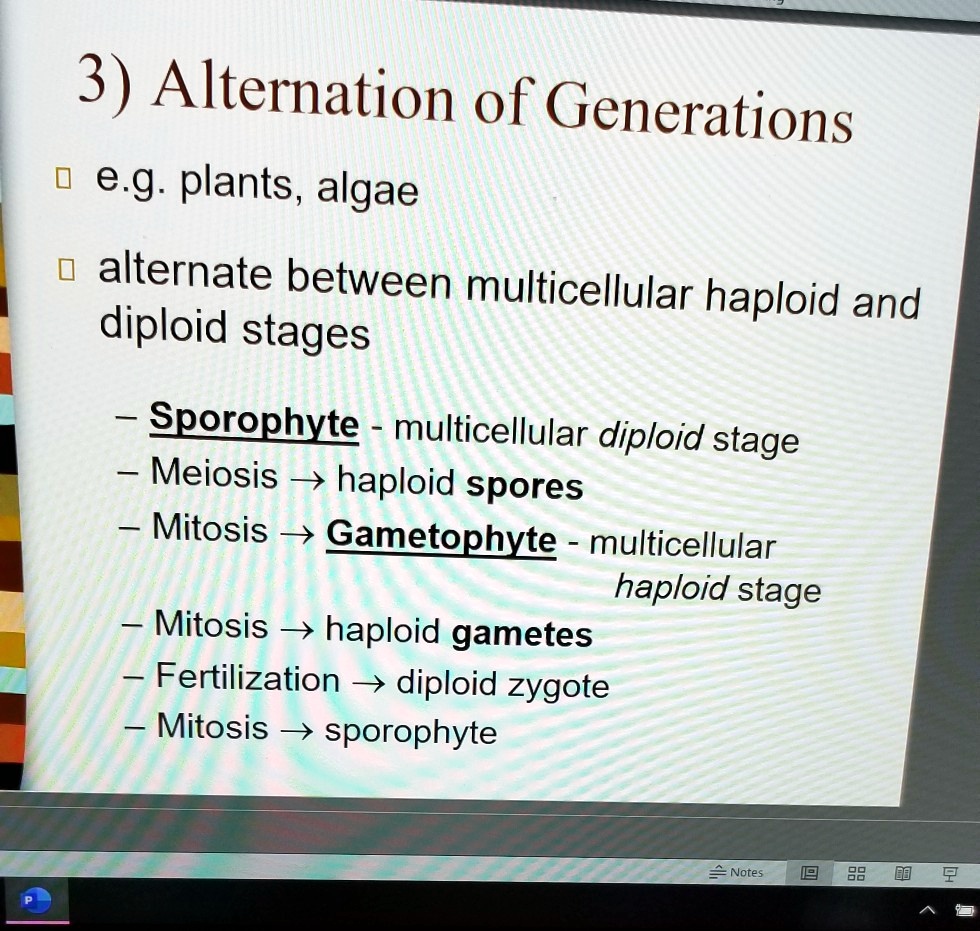 SOLVED: 3. Alternation of Generations e.g: plants, algae alternate ...