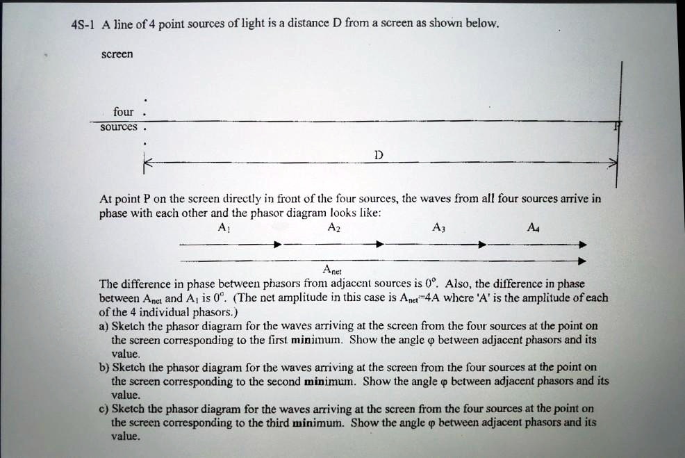 4s 1 a jine of 4 point sources of light is a distance d from screen as ...