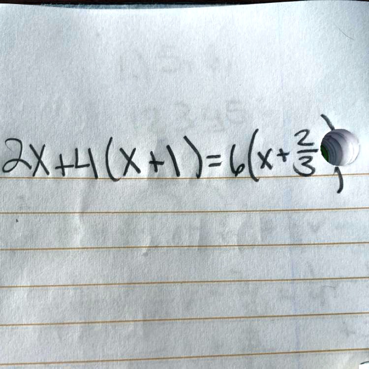 2x + 4(x + 1) = 6(x + (2)/(3))