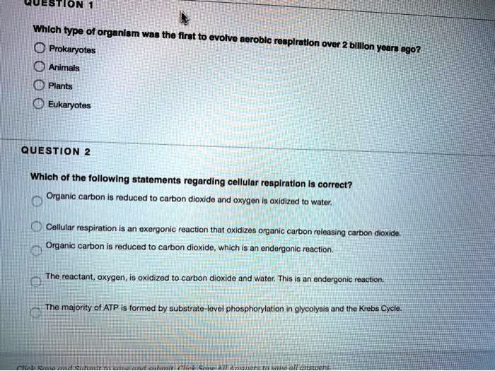 SOLVED Which type of organism was the first to evolve aerobic