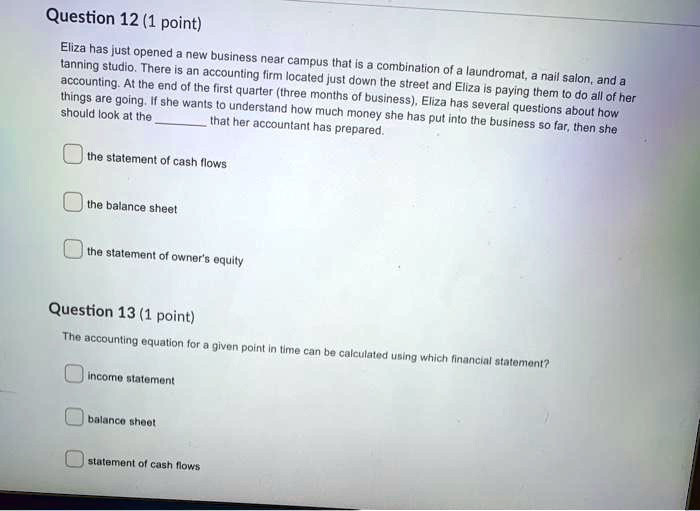 Eliza has just opened a new business near campus that is a combination