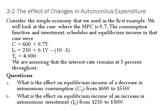 SOLVED: 3-2 The effect of Changes in Autonomous Expenditure Consider ...