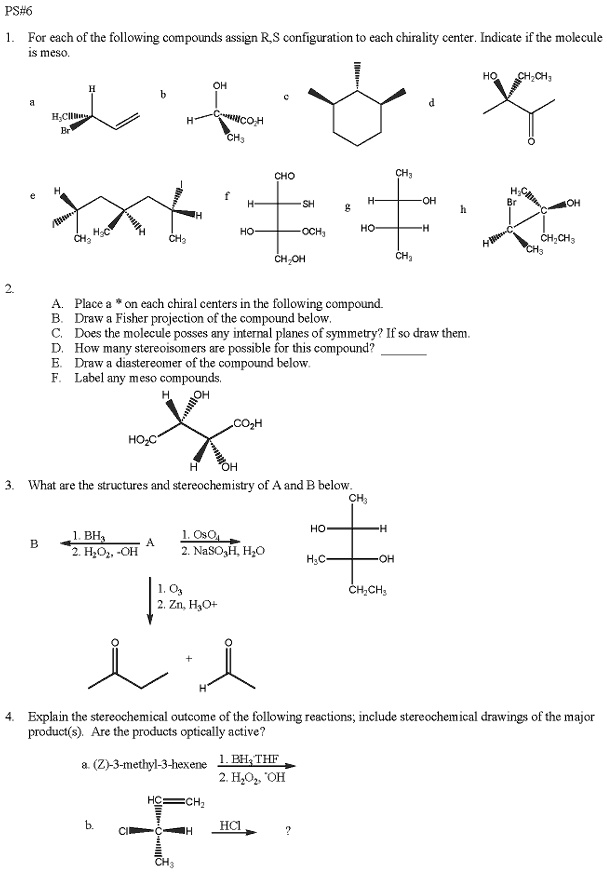 SOLVED: PSE6 For each ofthe following compounds assign RS configuration ...